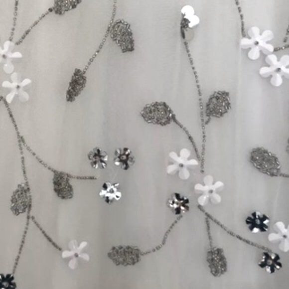 Adrianna Papell x BHLDN Faye 4 / Sm White Silver Embellished Maxi Wedding Gown - Picture 3 of 11
